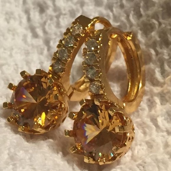 4CT SS &GF W/White Sapphire & Champagne S 🥂 🍾 - Picture 2 of 7